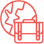 Globe and briefcase icon representing global business or international work