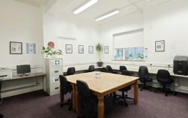 Meeting room at The Finglas Centre with computer workstation